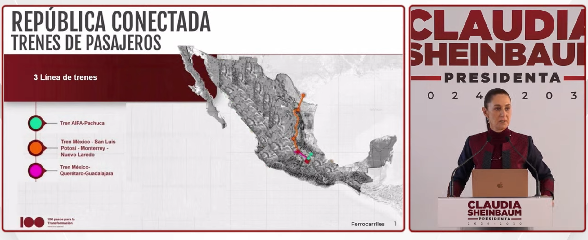Presenta Claudia Sheinbaum tres nuevos proyectos de Tren de Pasajeros