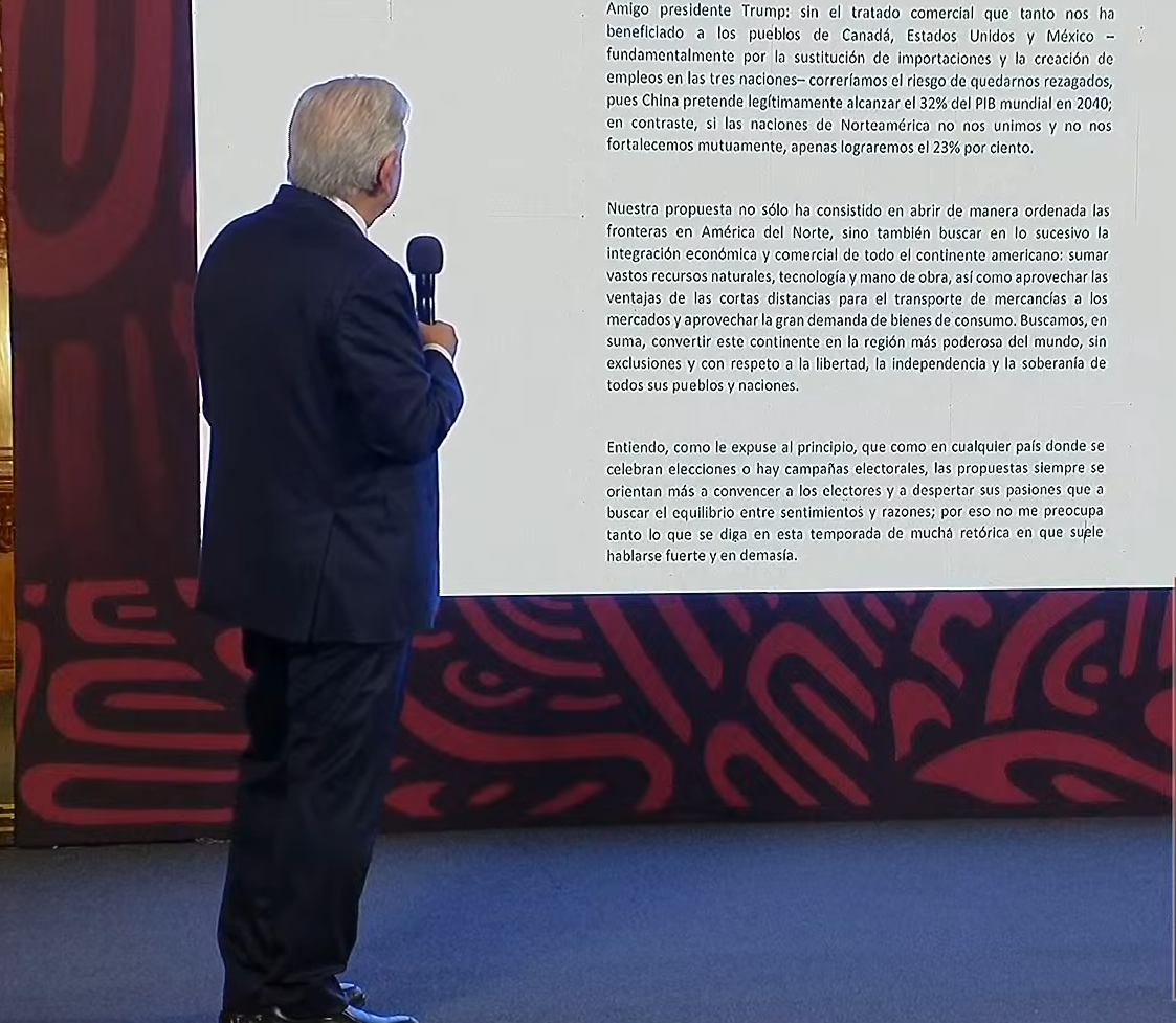 Advierte López Obrador a Trump riesgos de cerrar la frontera: “sería equivalente a convocar a una rebelión”