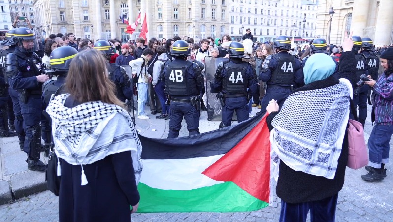 Reprimen fuerzas de seguridad de Francia y Estados Unidos manifestaciones universitarias contra Israel
