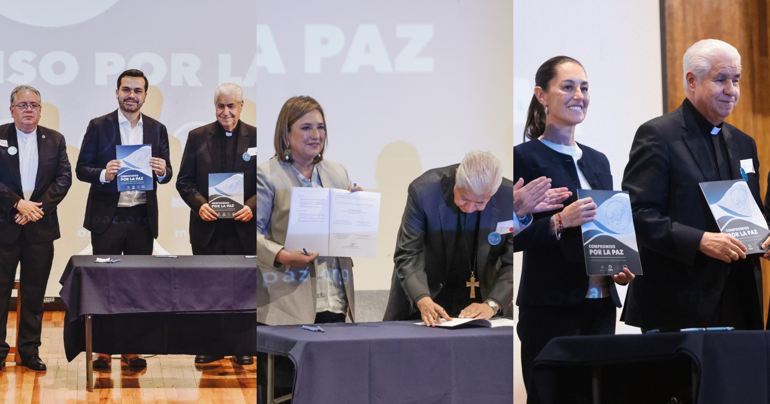 Firman candidato y candidatas presidenciales “Compromiso por la Paz” con la Conferencia del Episcopado Mexicano