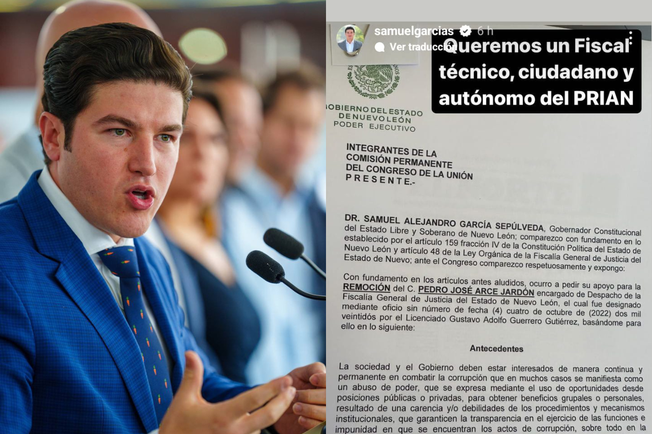 Pide Samuel García la destitución de fiscal de Nuevo León