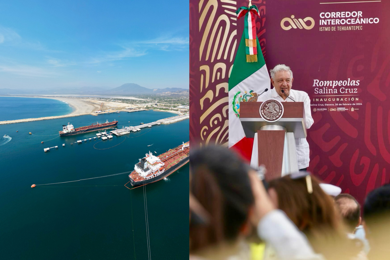 Inaugura López Obrador Rompeolas del Puerto de Salina Cruz en Oaxaca