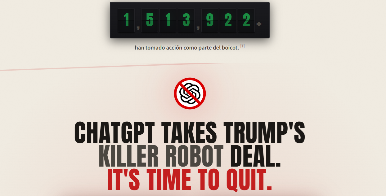 Realizan boicot masivo contra ChatGPT y usuarios migran a Claude