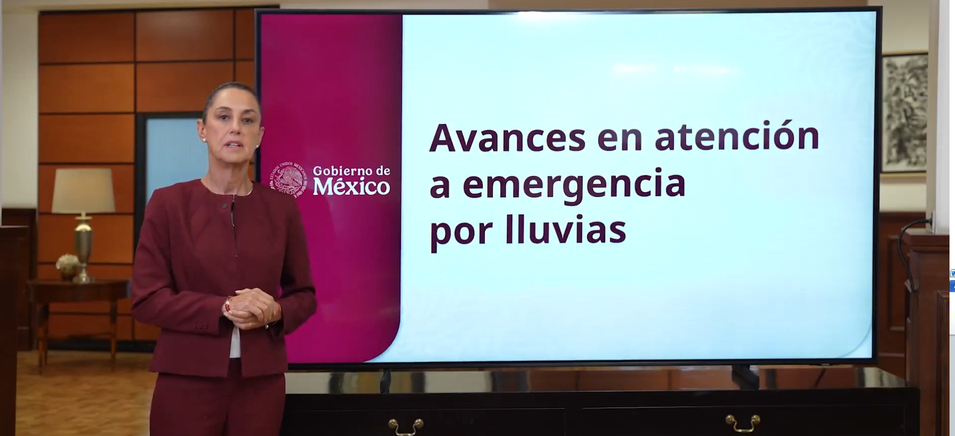Enfatiza presidenta Claudia Sheinbaum acciones a una semana de las fuertes lluvias en cinco entidades