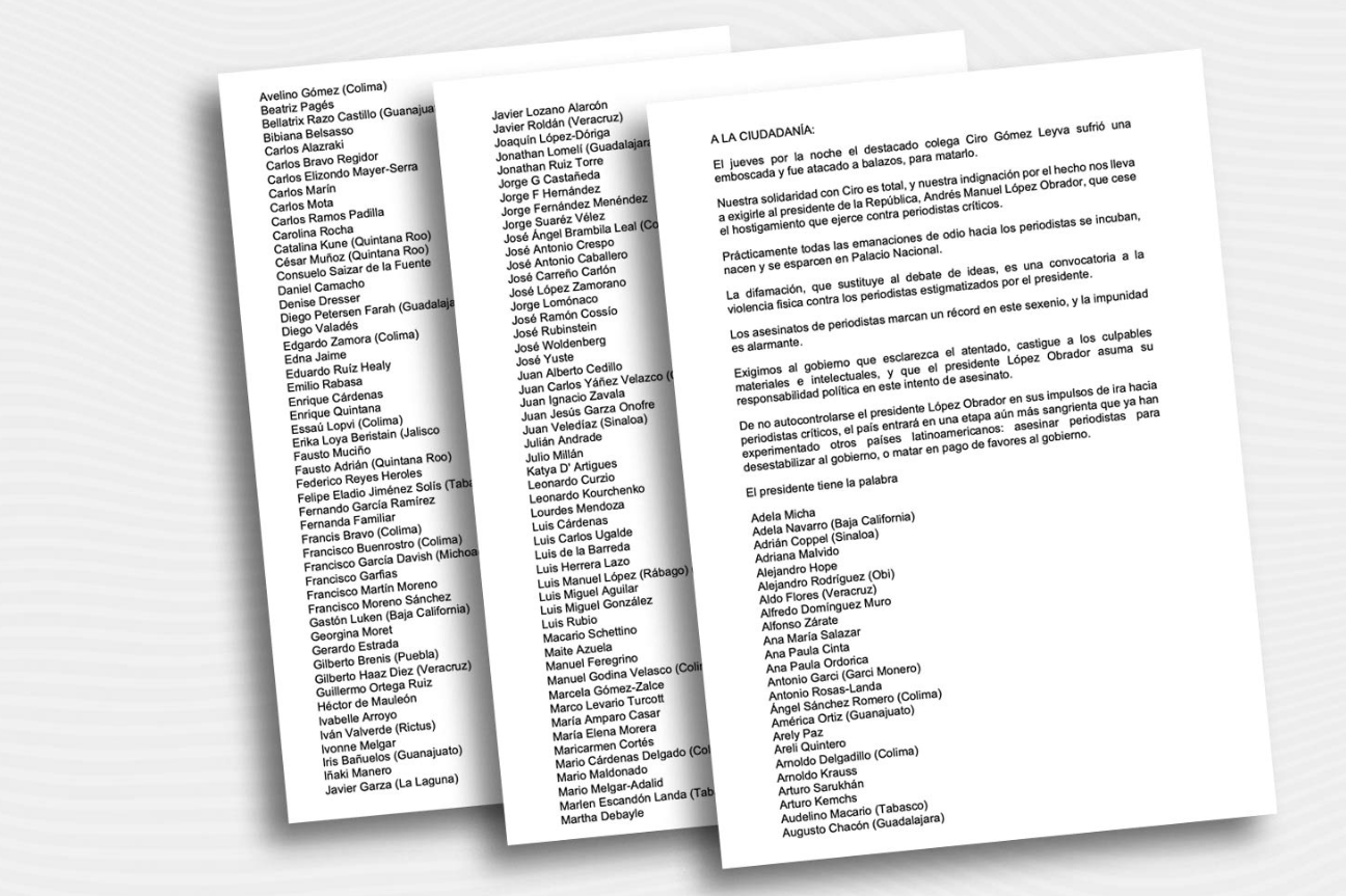 Piden 177 periodistas mexicanos a AMLO cesar hostigamiento hacia la prensa
