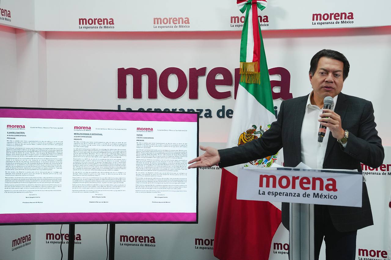 Envía Mario Delgado cartas a directivos de las plataformas "X", "Meta" y "TikTok" para denunciar "Guerra Sucia"