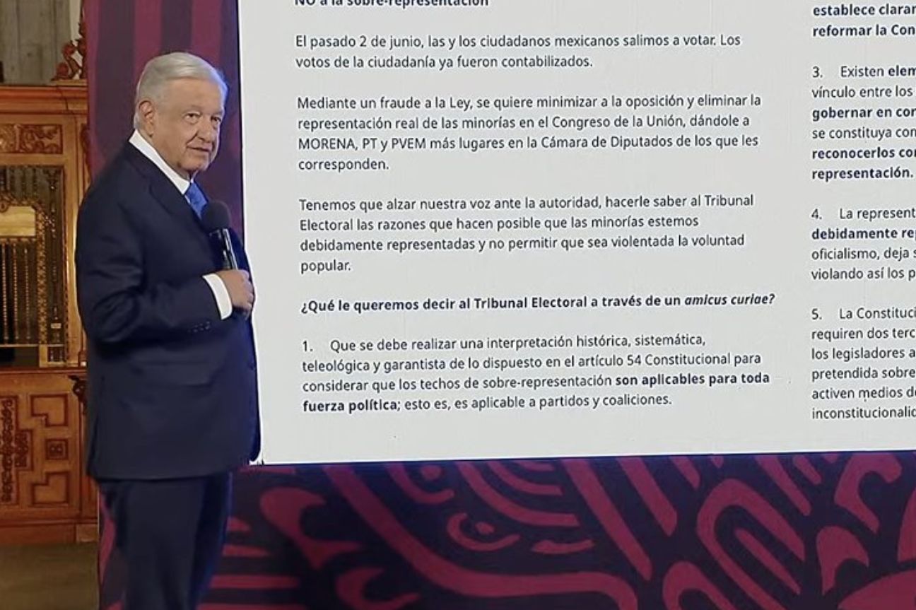 Rechaza López Obrador acusaciones de la oposición respecto a la supuesta sobrerrepresentación legislativa